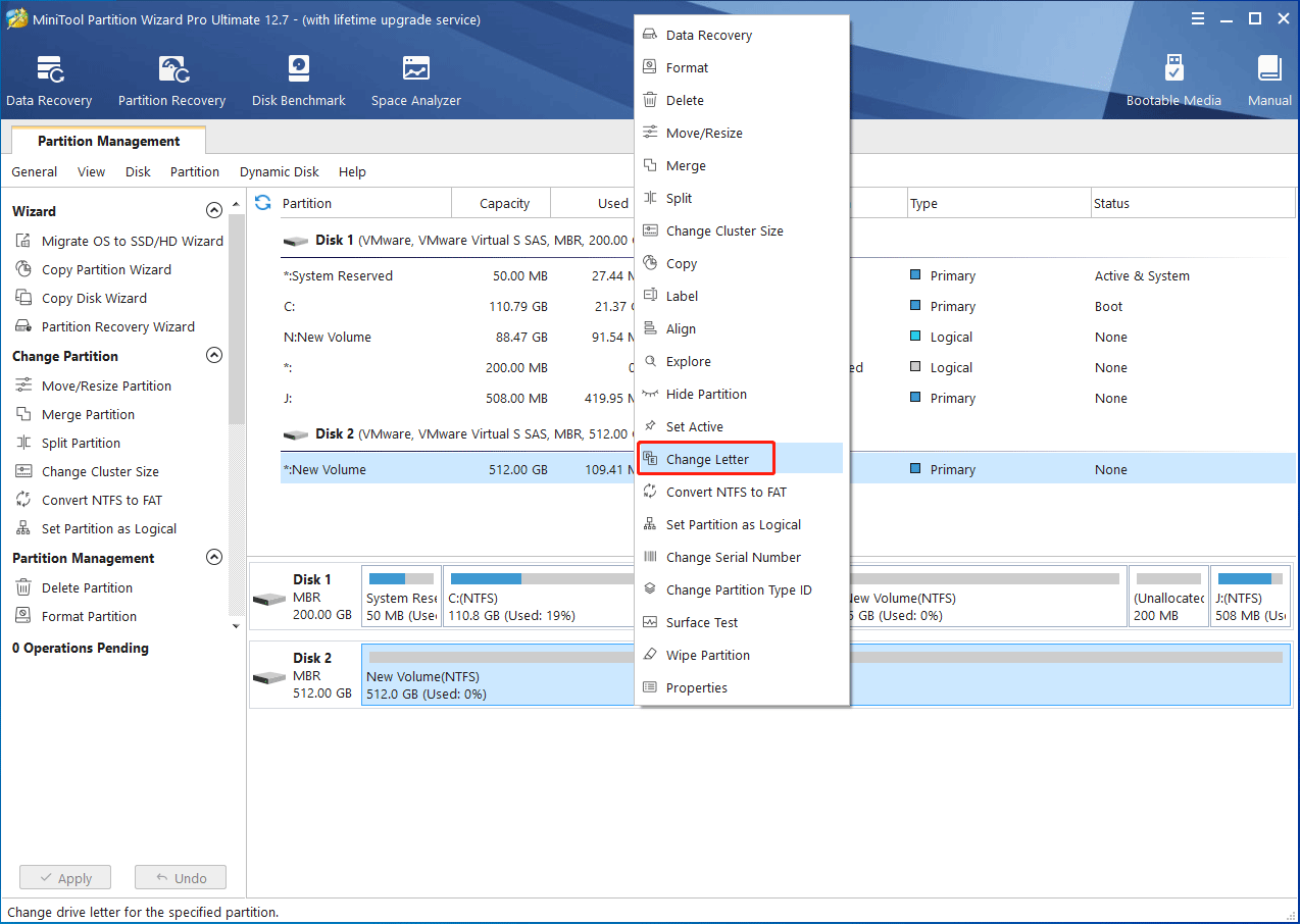 Cambiar la letra de la unidad usando MiniTool Partition Wizard