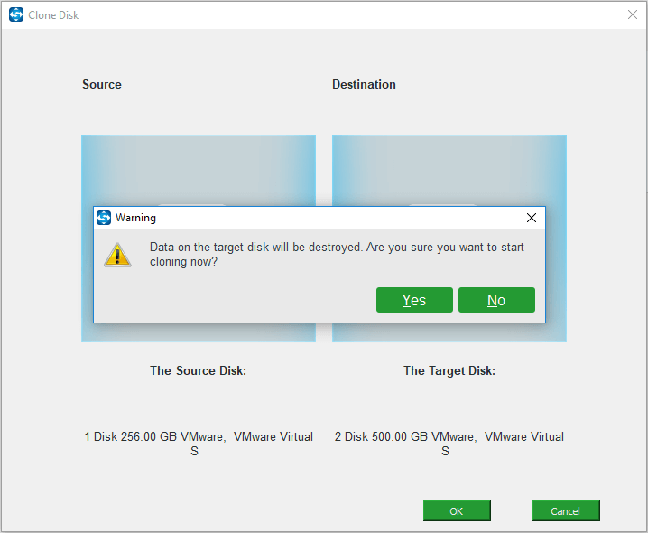 choose disks to clone HDD to SSD
