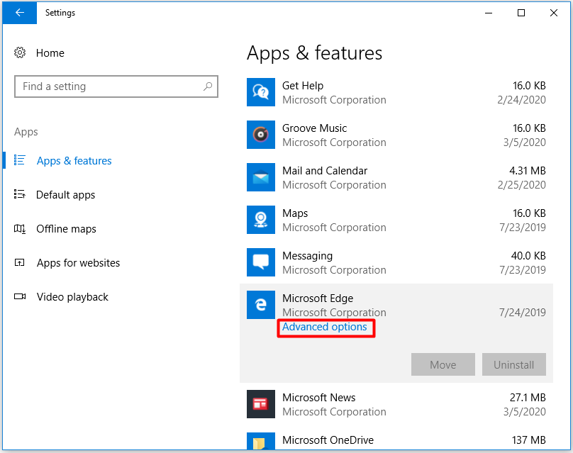 click on advanced options