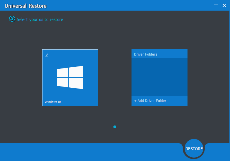 click RESTORE button to continue