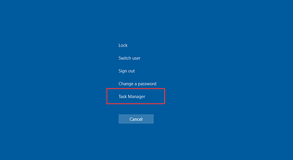 open Task Manager through Windows Security interface