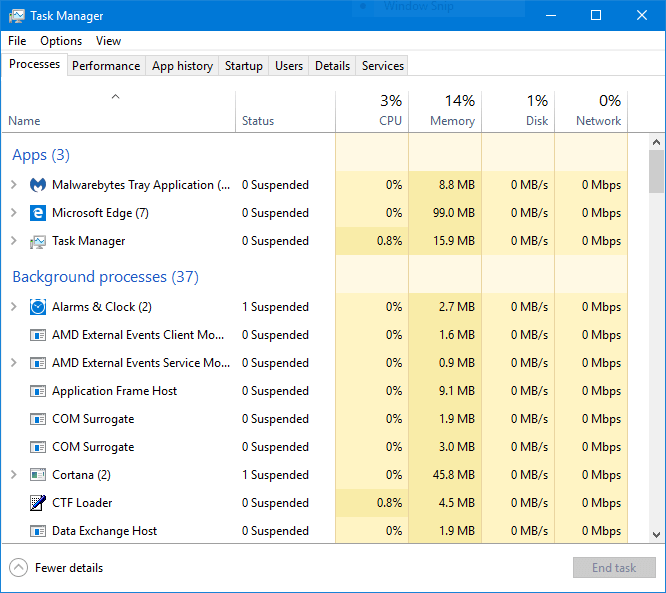Task Manager window