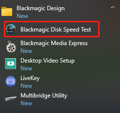 Exécutez Blackmagic Disk Speed Test