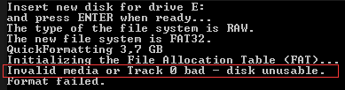 Invalid media or Track 0 bad - disk unusable