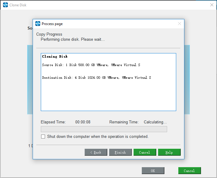 wait for the disk clone process to complete