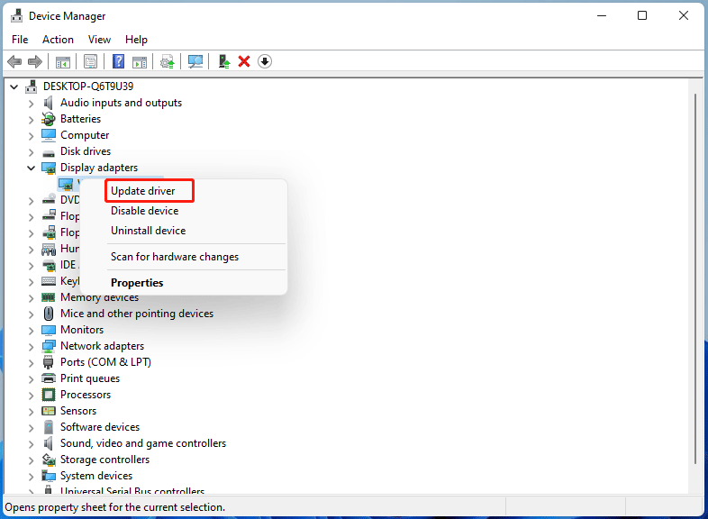 update driver Windows 11 via Device Manager