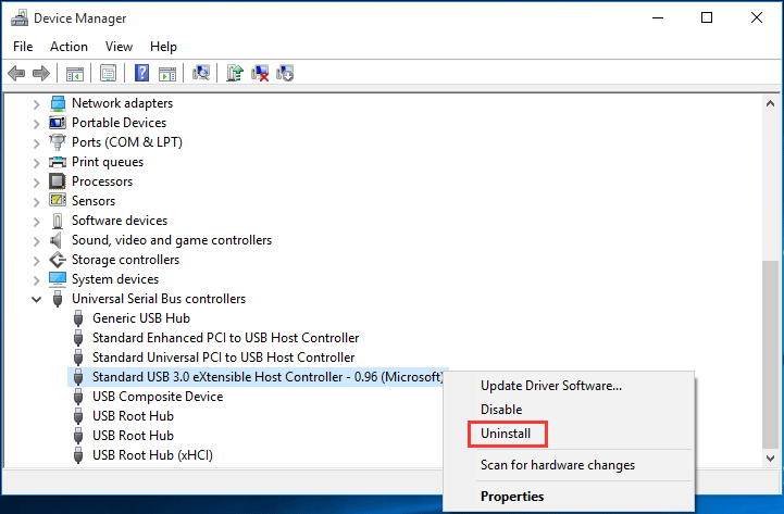 Uninstall USB Drivers Windows 10