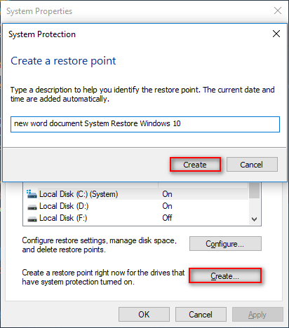 Create a restore point