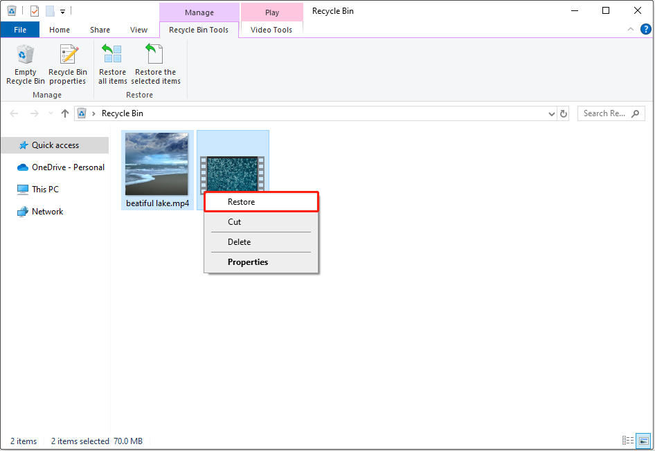 recover the video files