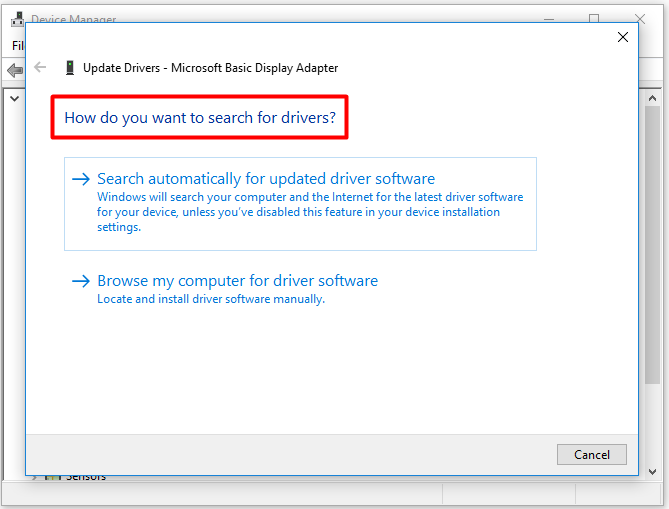 choose one method to search for drivers