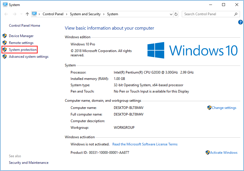 click System protection from the pop-up window