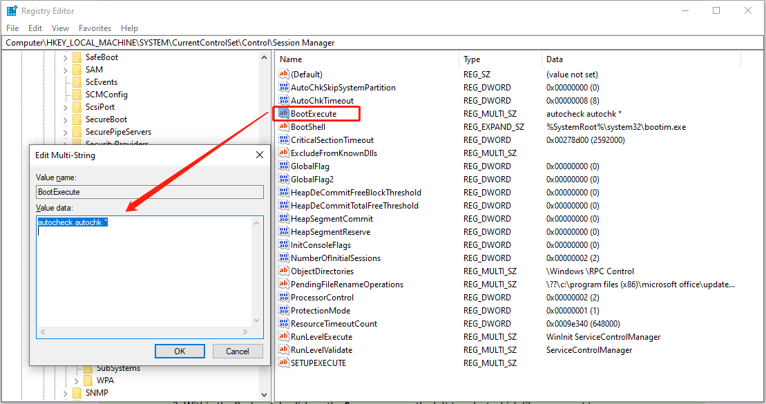 Check Disk errors with Registry Editor