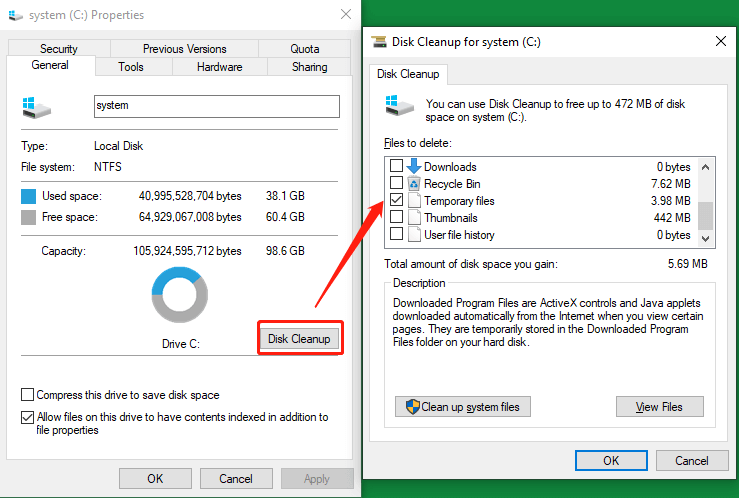 Remove Win32:Trojan-gen by Deleting System Temporary Files