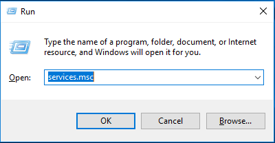 input services.msc in the box and click OK to continue
