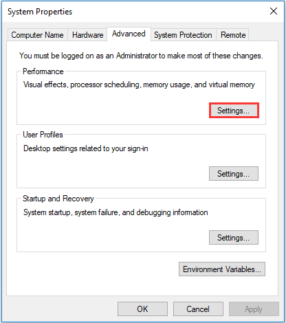 click Settings