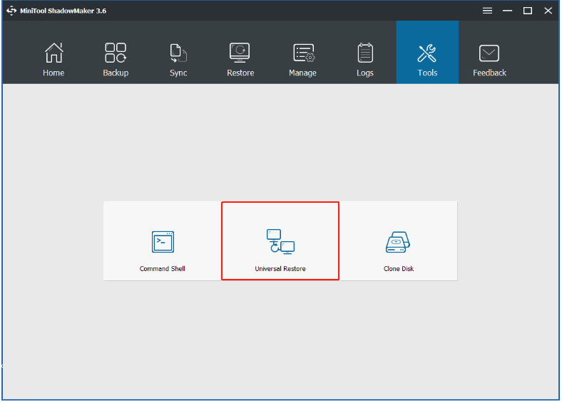 click Universal Restore
