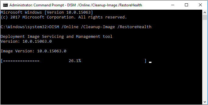 DISM scan to fix Windows Defender not turning on