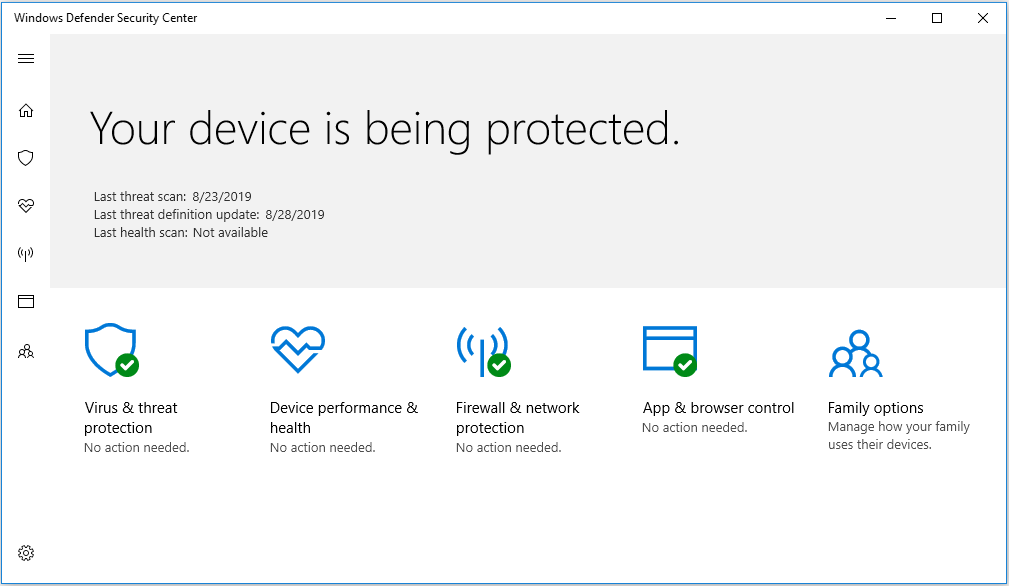 Windows Defender’s Interface