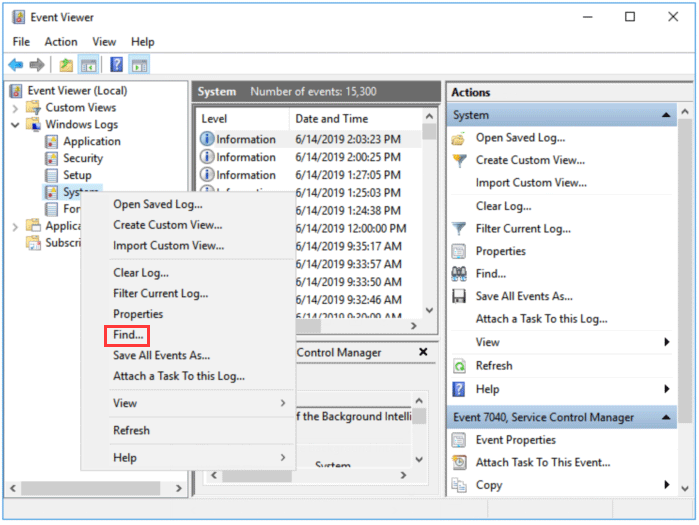 click the Find option