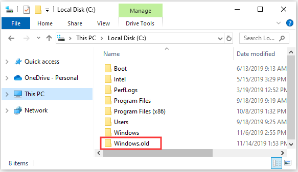 Windows old folder 