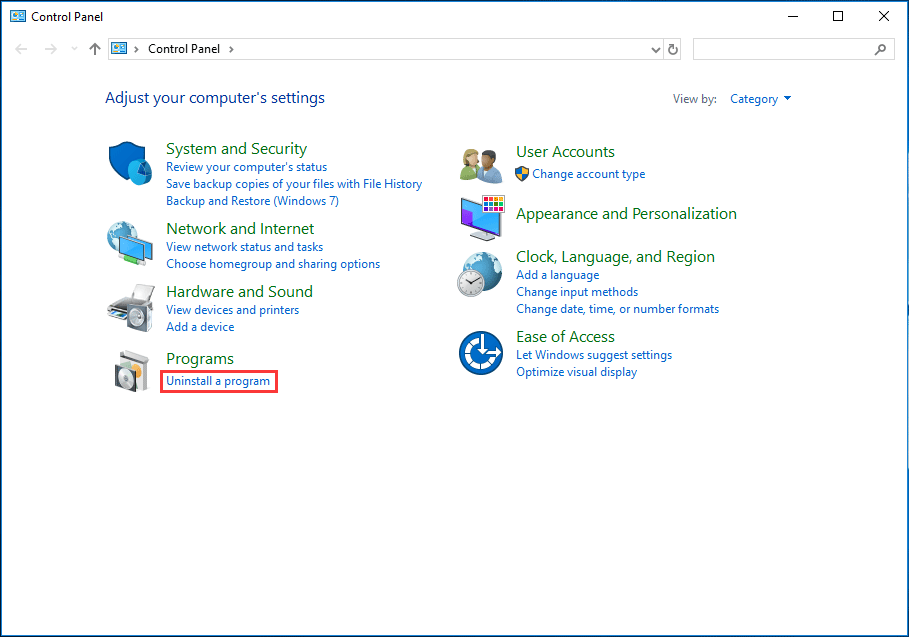 uninstall a program