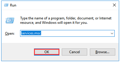 input services.msc and click OK