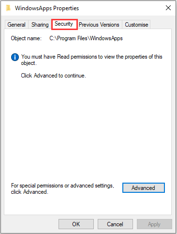 click Advanced