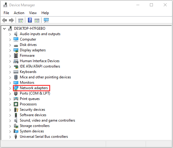 enpand the Network adapters section